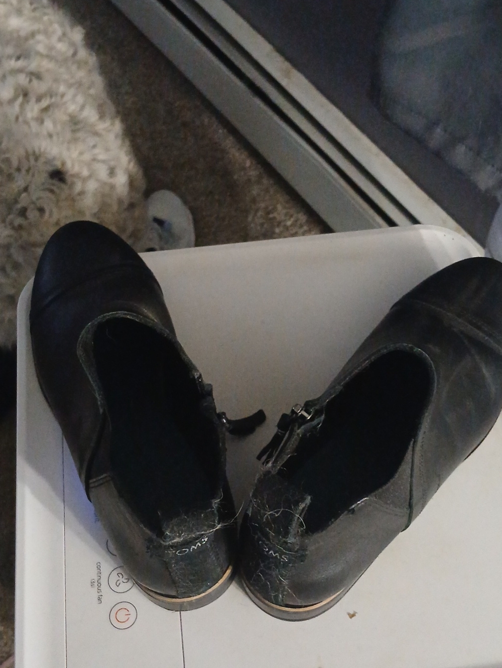 Toms Black Leather Zip Ankle Boots